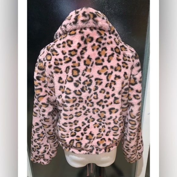 NWT Victorias Secret PINK Know One Cares Fur Leopard Cheetah Coat Jacket M - Picture 5 of 7